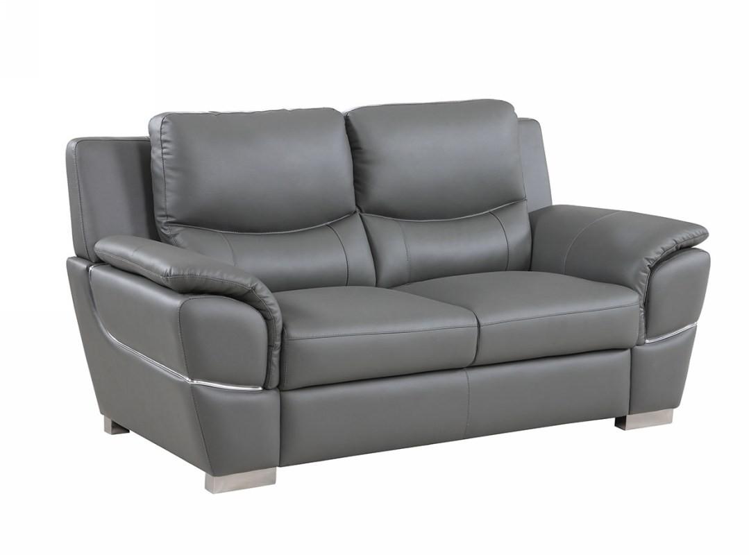 Contemporary Loveseat 4572 4572-GRAY-L in Gray Leather Match