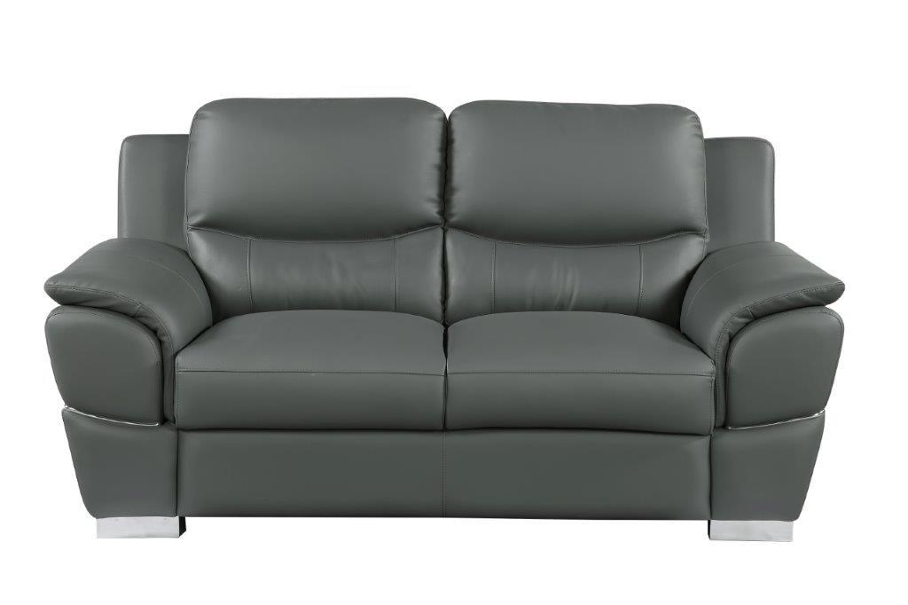 

    
GREY Premium Leather Match Loveseat Contemporary 4572 Global United
