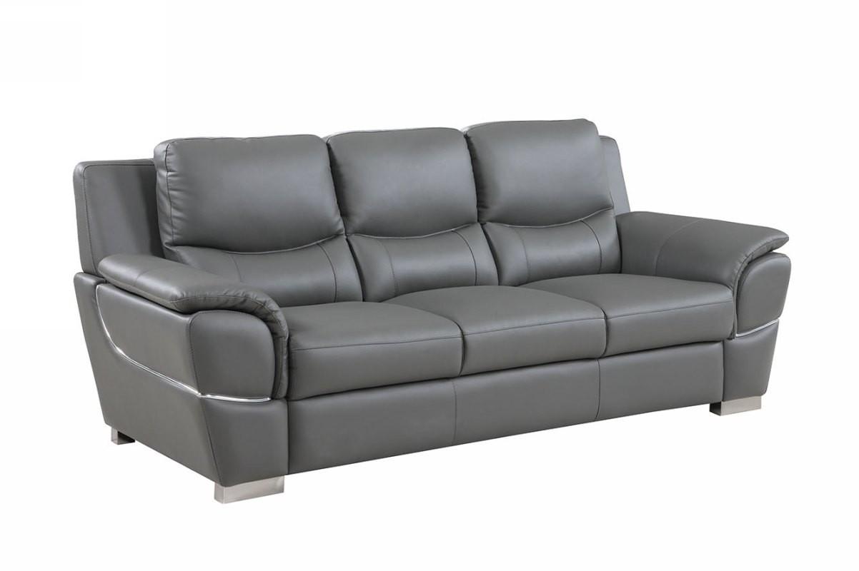 Contemporary Sofa 4572 4572-GRAY-S in Gray Leather Match