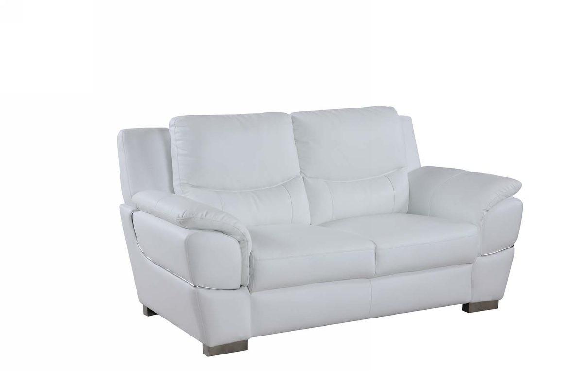 Contemporary Loveseat 4572 4572-WHITE-L in White Leather Match