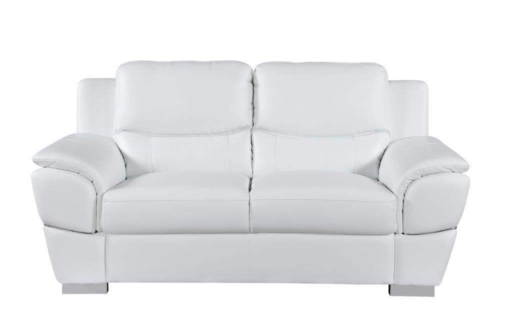 

    
WHITE Premium Leather Match Loveseat Contemporary 4572 Global United
