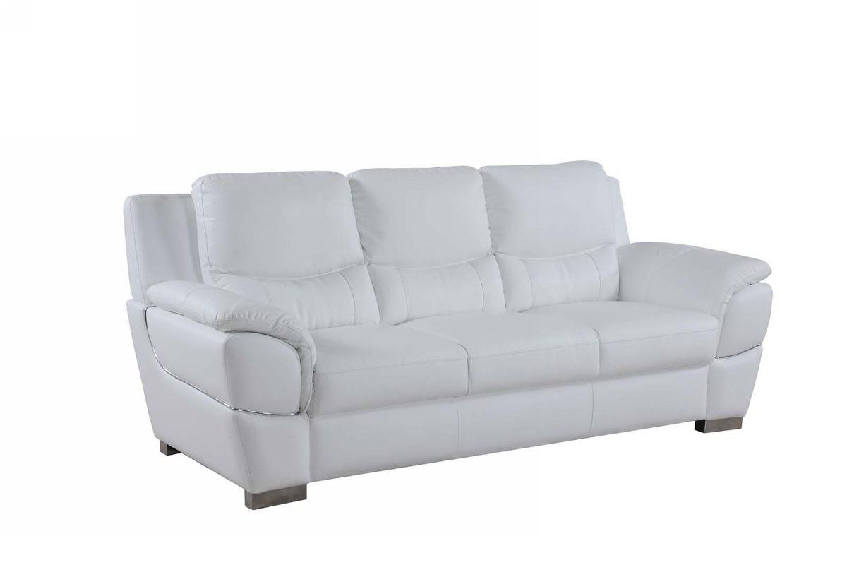 Contemporary Sofa 4572 4572-WHITE-S in White Leather Match