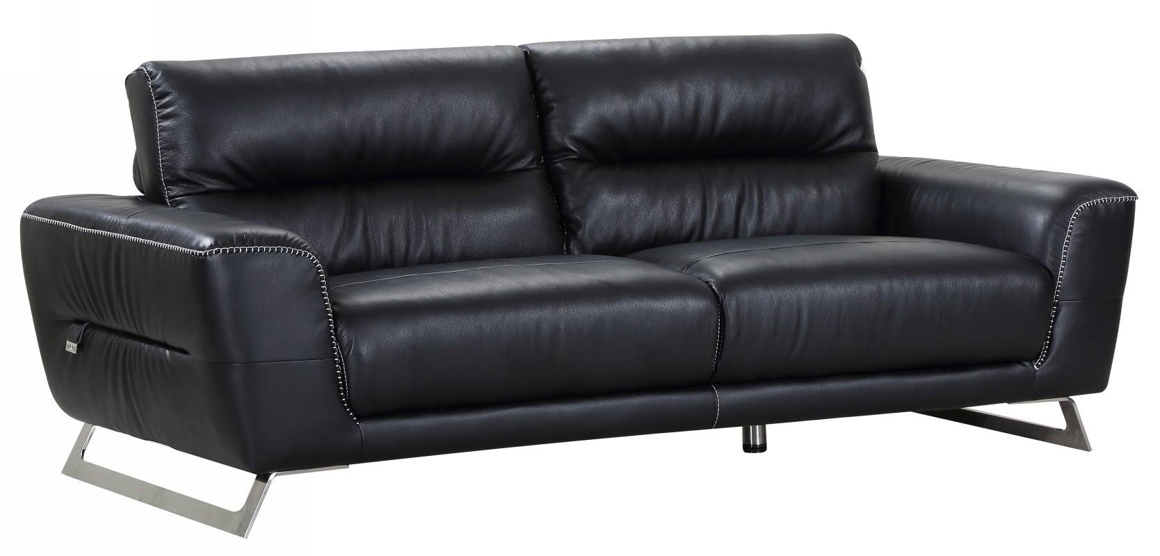 

    
Contemporary Black Genuine Italian Leather Sofa Global United 485
