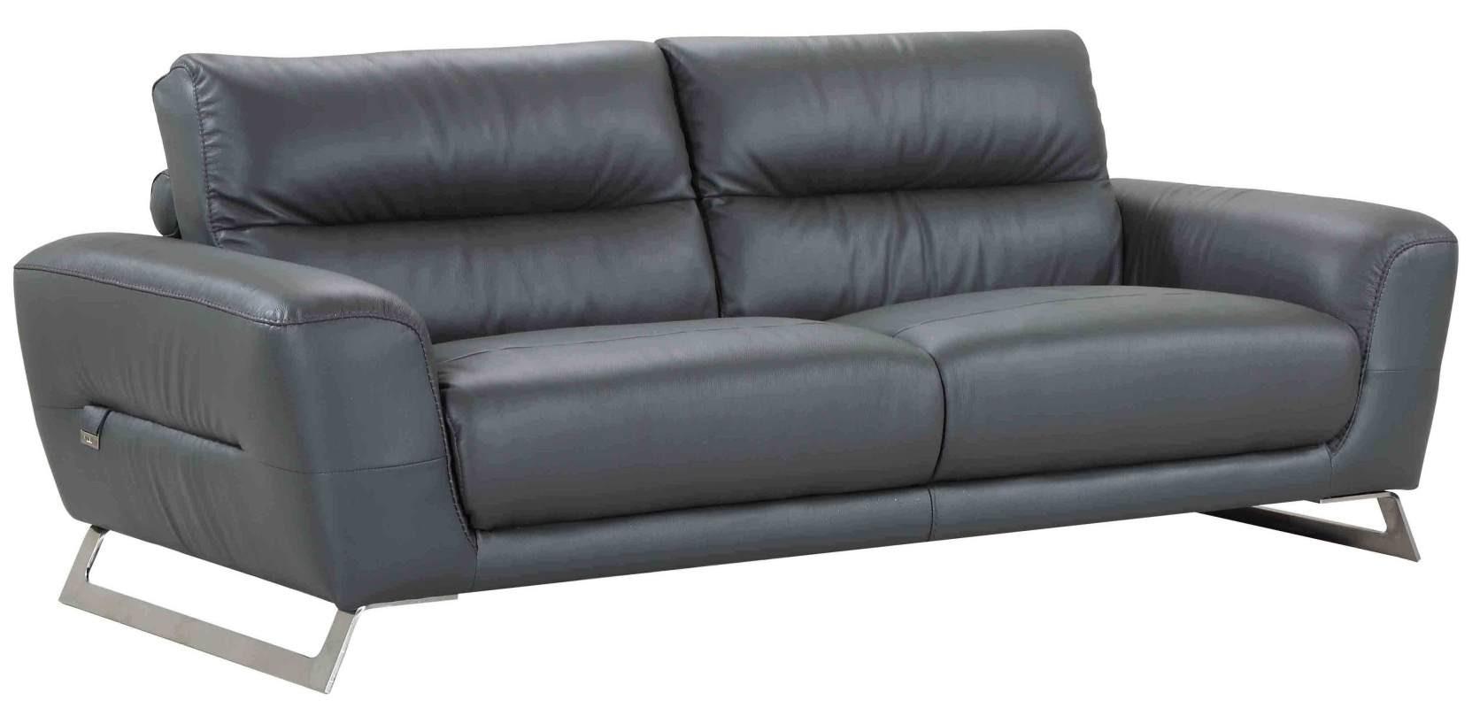 Contemporary Sofa 485 485-DARK_GRAY-S in Dark Gray Genuine Leather