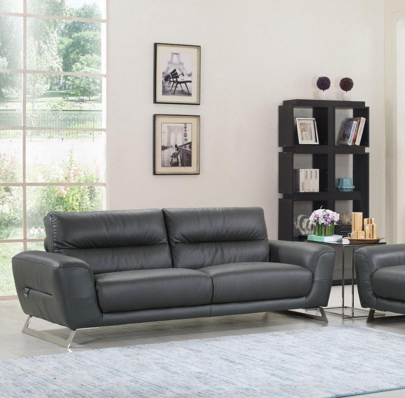 

    
Contemporary Dark Gray Genuine Italian Leather Sofa Global United 485
