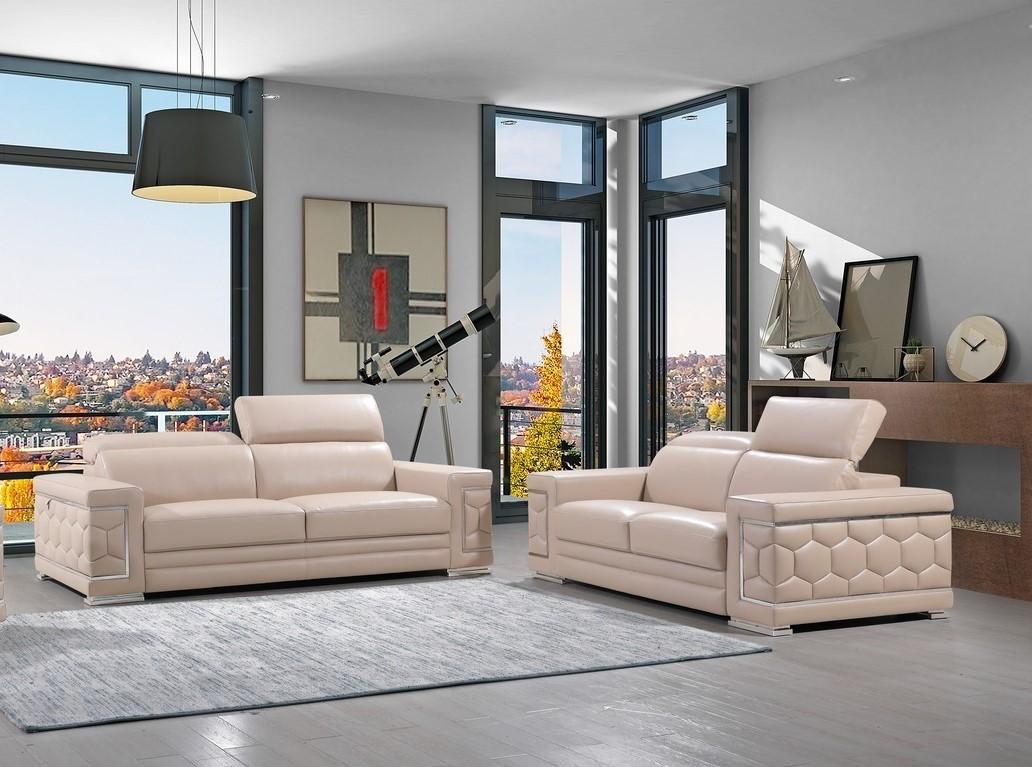 

    
BEIGE Genuine Italian Leather Sofa Set 2Pcs Contemporary 692 Global United
