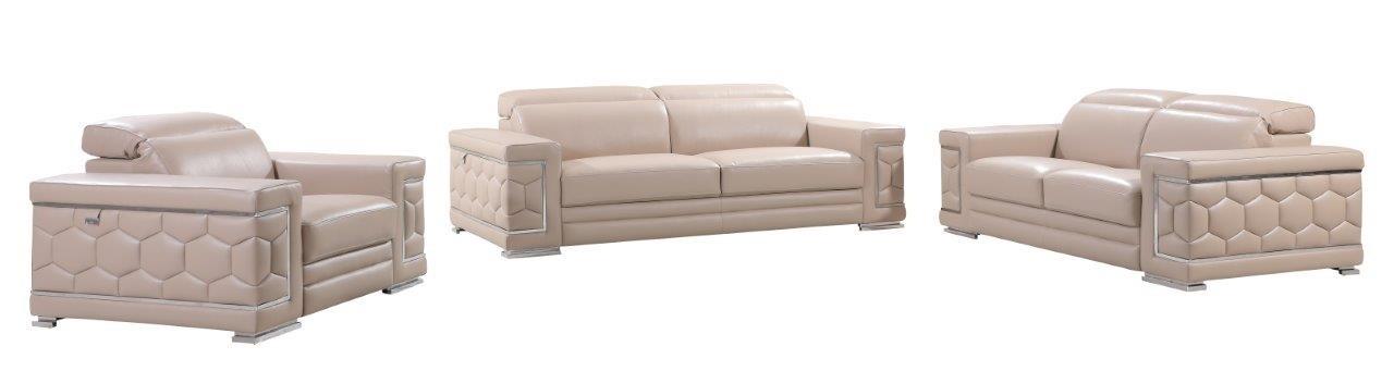 

    
BEIGE Genuine Italian Leather Sofa Set 3Pcs Contemporary 692 Global United
