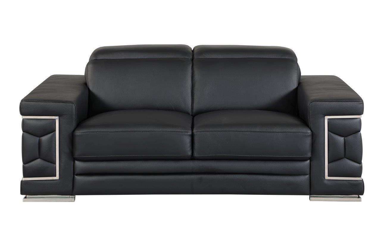 

    
692-BLACK-3-PC BLACK Genuine Italian Leather Sofa Set 3Pcs Contemporary 692 Global United
