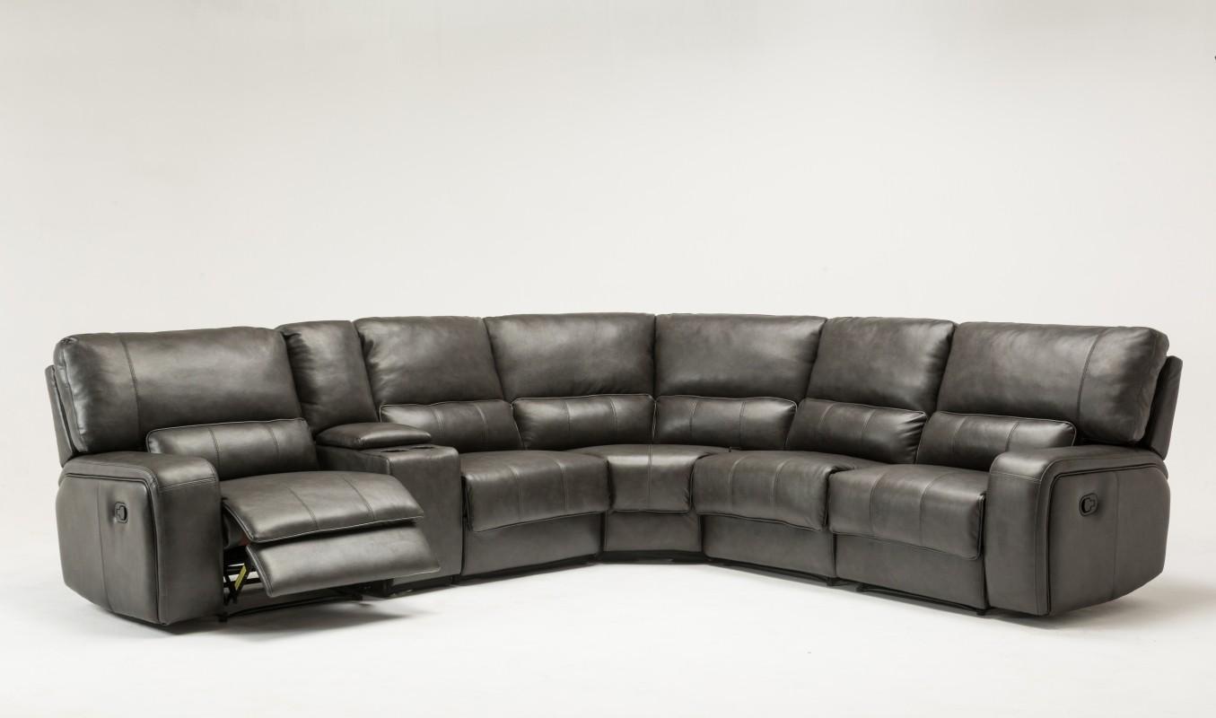 Contemporary Reclining Sectional 7096 7096-GRAY in Gray Leather Air/Match