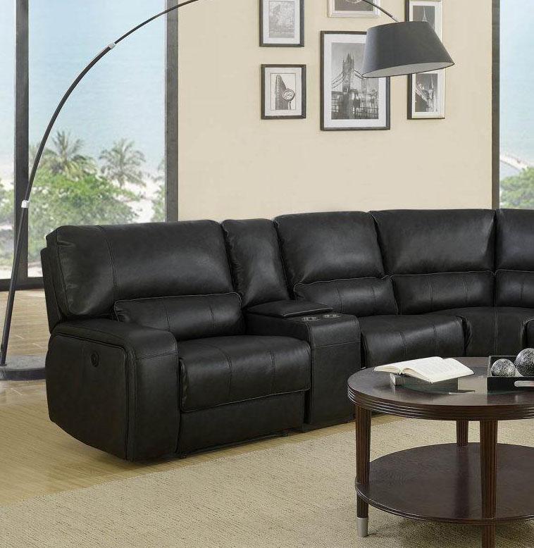 

    
BLACK Leather Air Sectional with Recliners Contemporary 7096 Global United
