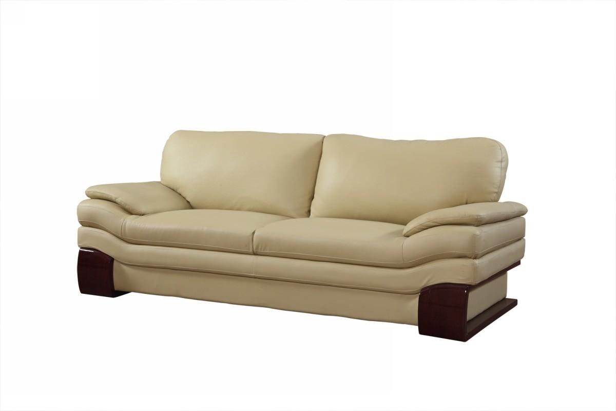 Contemporary Sofa 728 728-BEIGE-S in Beige Leather Match