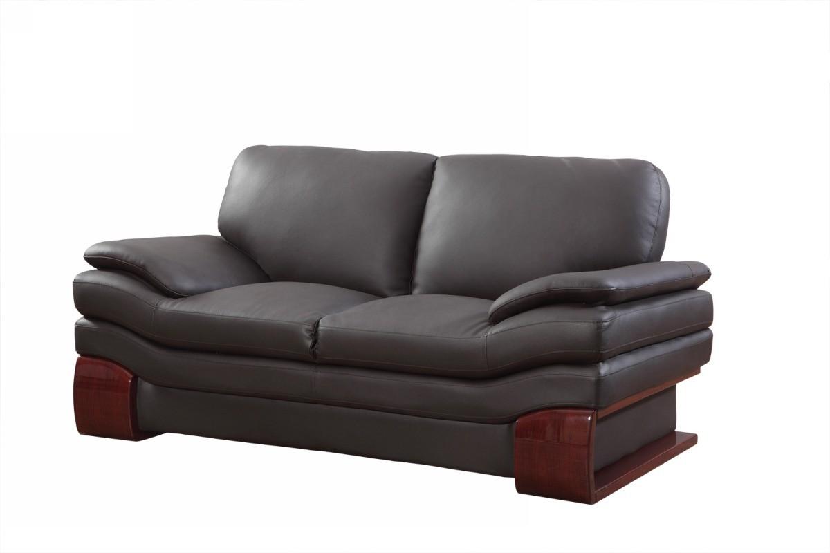 Contemporary Loveseat 728 728-BROWN-L in Brown Leather Match