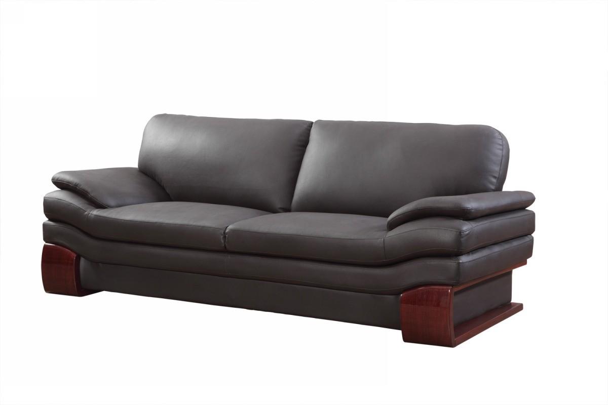 Contemporary Sofa 728 728-BROWN-S in Brown Leather Match