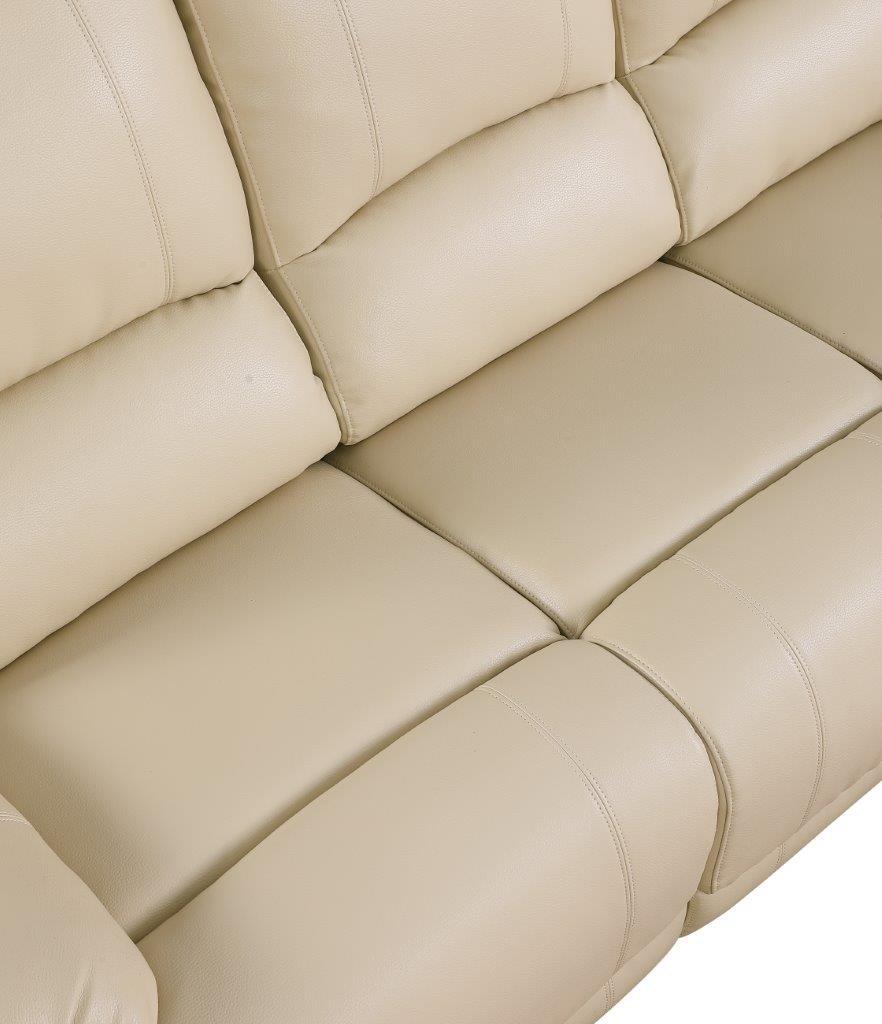 Beige Leather Air Sofa Set With Console
