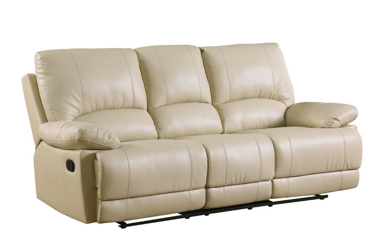 Contemporary Reclining Sofa 9345 9345-BEIGE-S in Beige Leather Match
