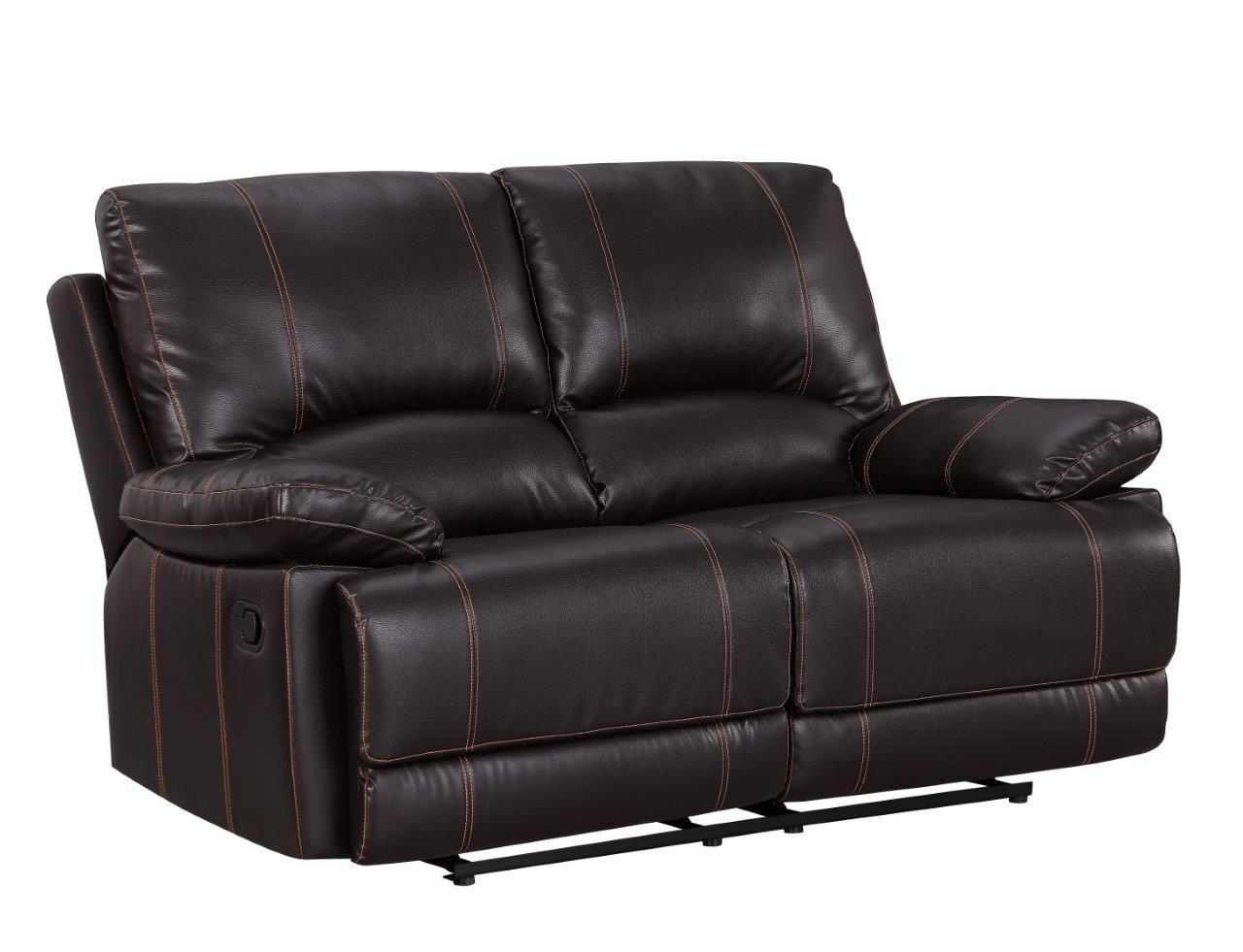 Contemporary Reclining Loveseat 9345 9345-BROWN-L in Brown Leather Match