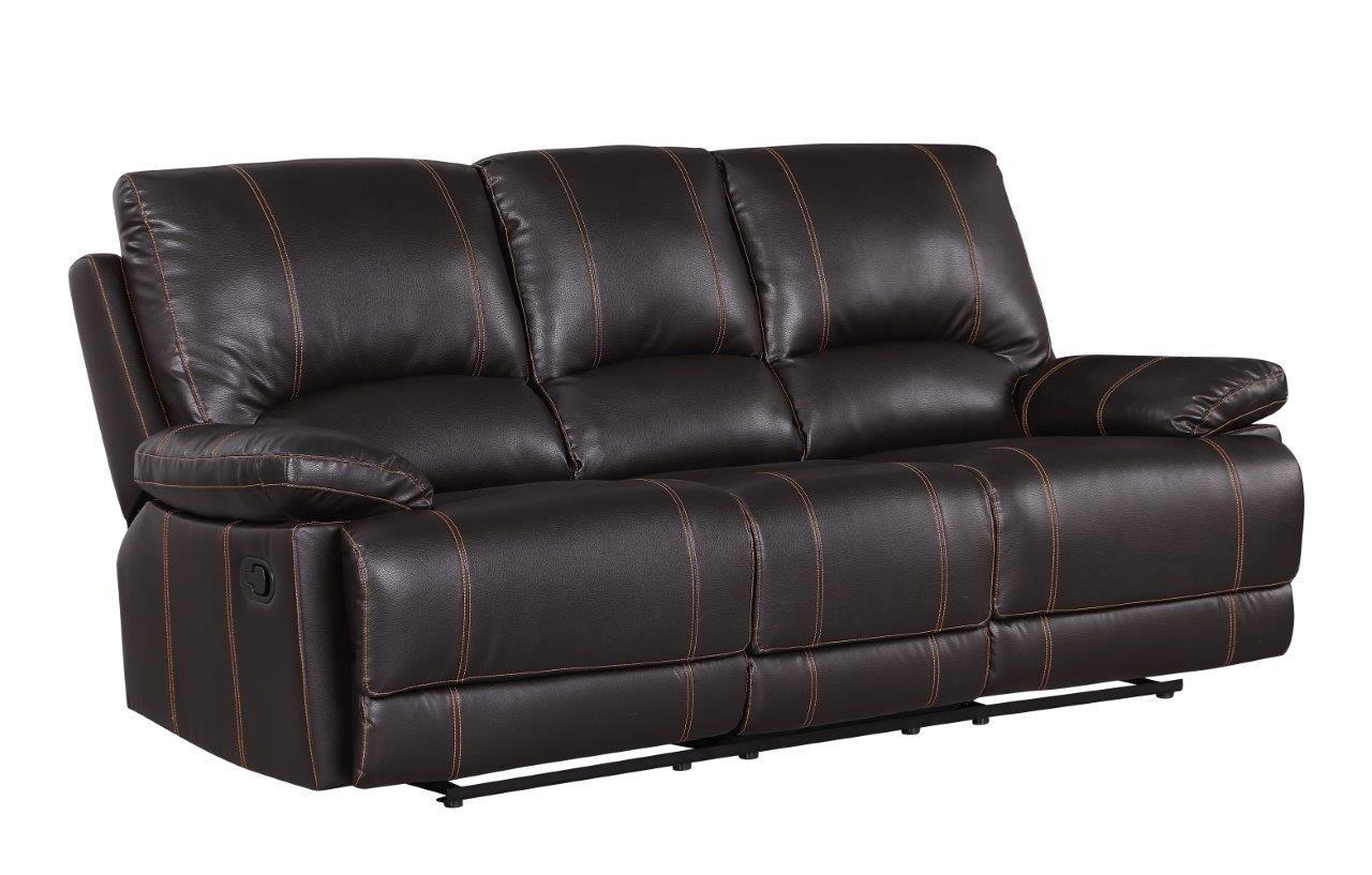 Contemporary Reclining Sofa 9345 9345-BROWN-S in Brown Leather Match