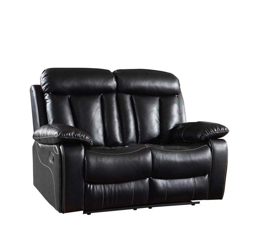 Contemporary Recliner Loveseat 9361 9361-LS-BL in Black Leather Match