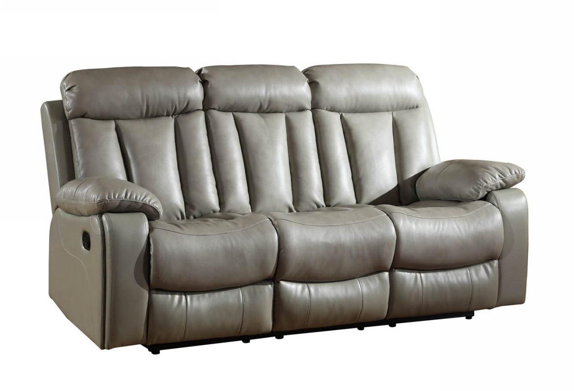 

    
Modern Gray Leather Air / Match Recliner Sofa Set 3 Pcs Global United 9361
