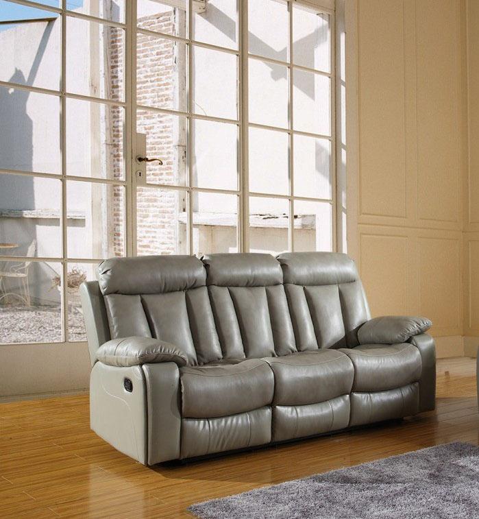 

    
Modern Gray Leather Air / Match Recliner Sofa Global United 9361
