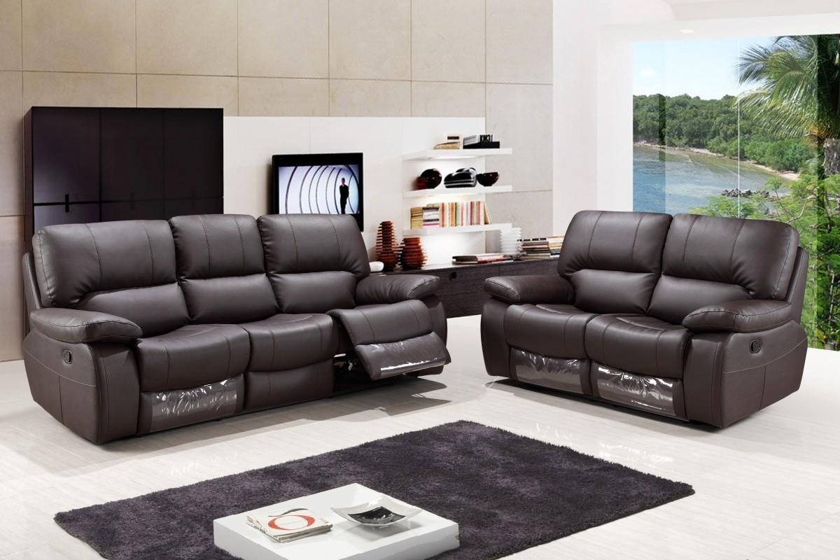 Contemporary Reclining Set 9389 9389-BROWN-2PC in Brown Leather gel match