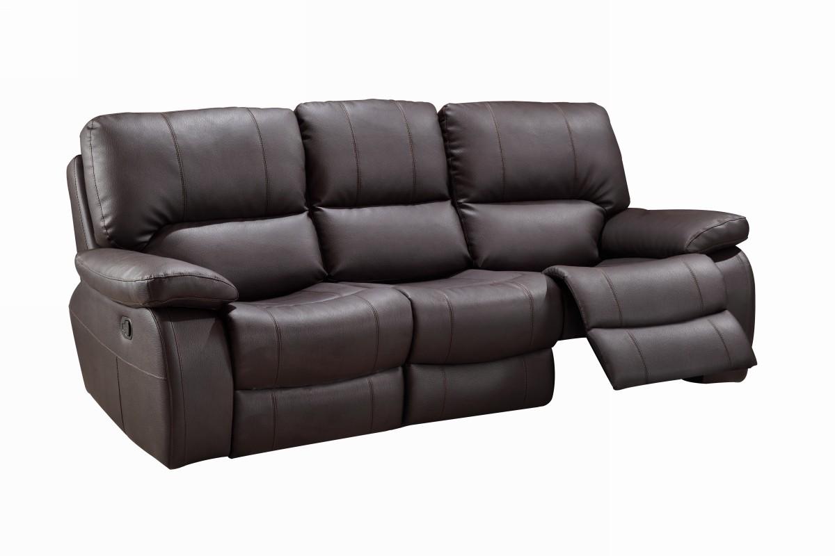 Contemporary Recliner Sofa 9389 9389-BROWN-S in Brown Leather Match