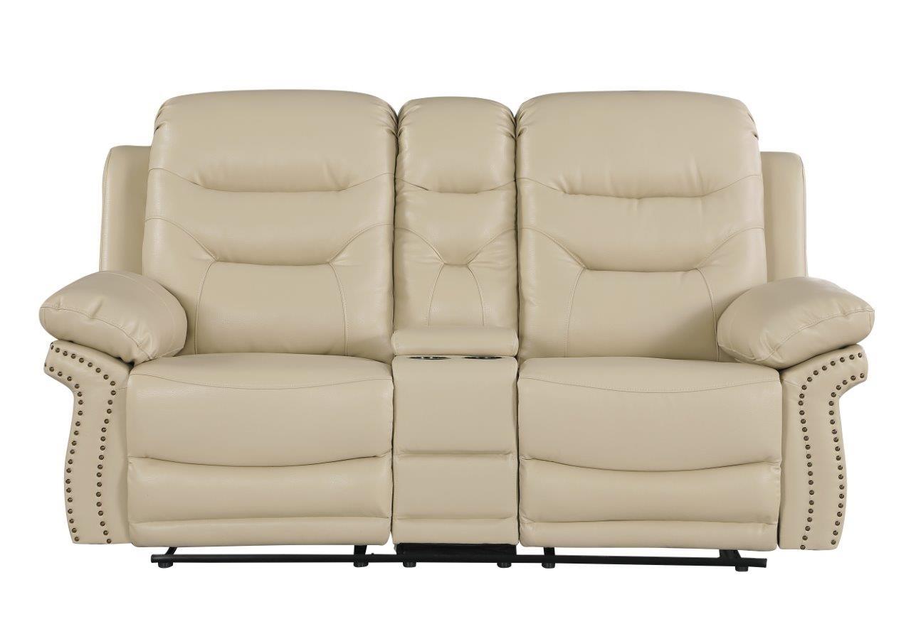 

    
Beige Leather Air / Match Recliner Loveseat with Console Global United 9392
