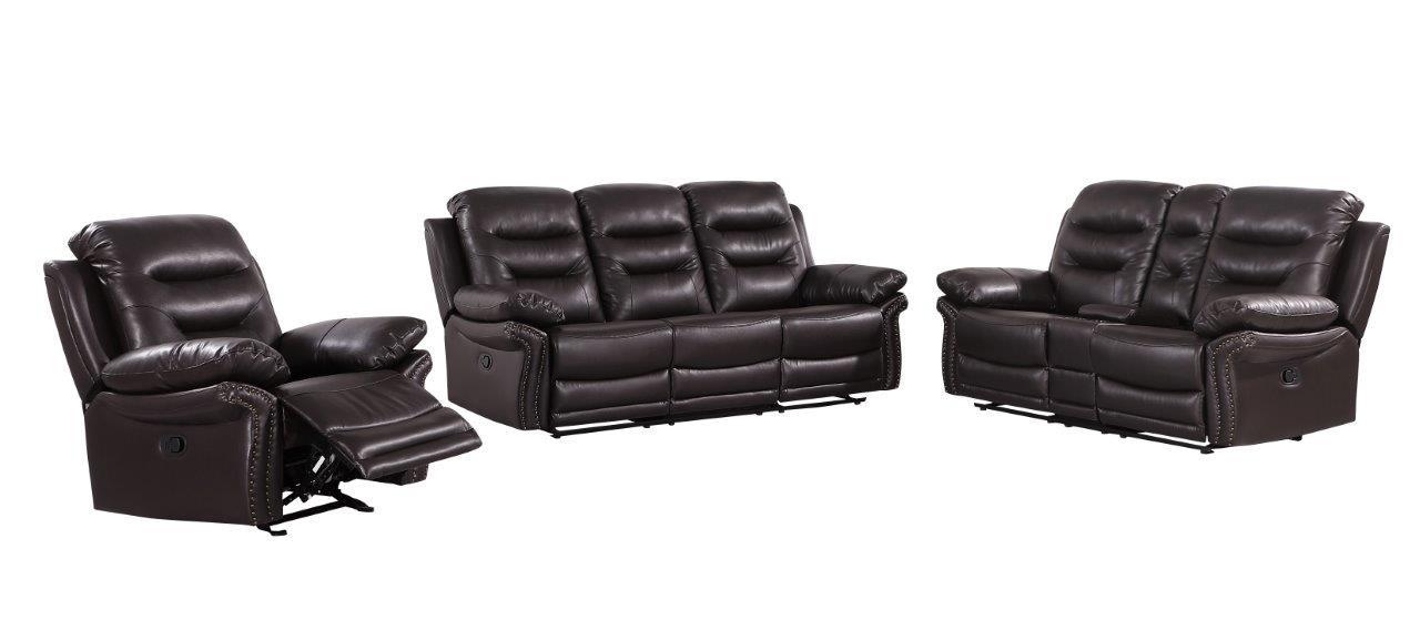

    
Brown Sofa Set w/ Console Loveseat Air/Leather Match 3Pcs Global United 9392
