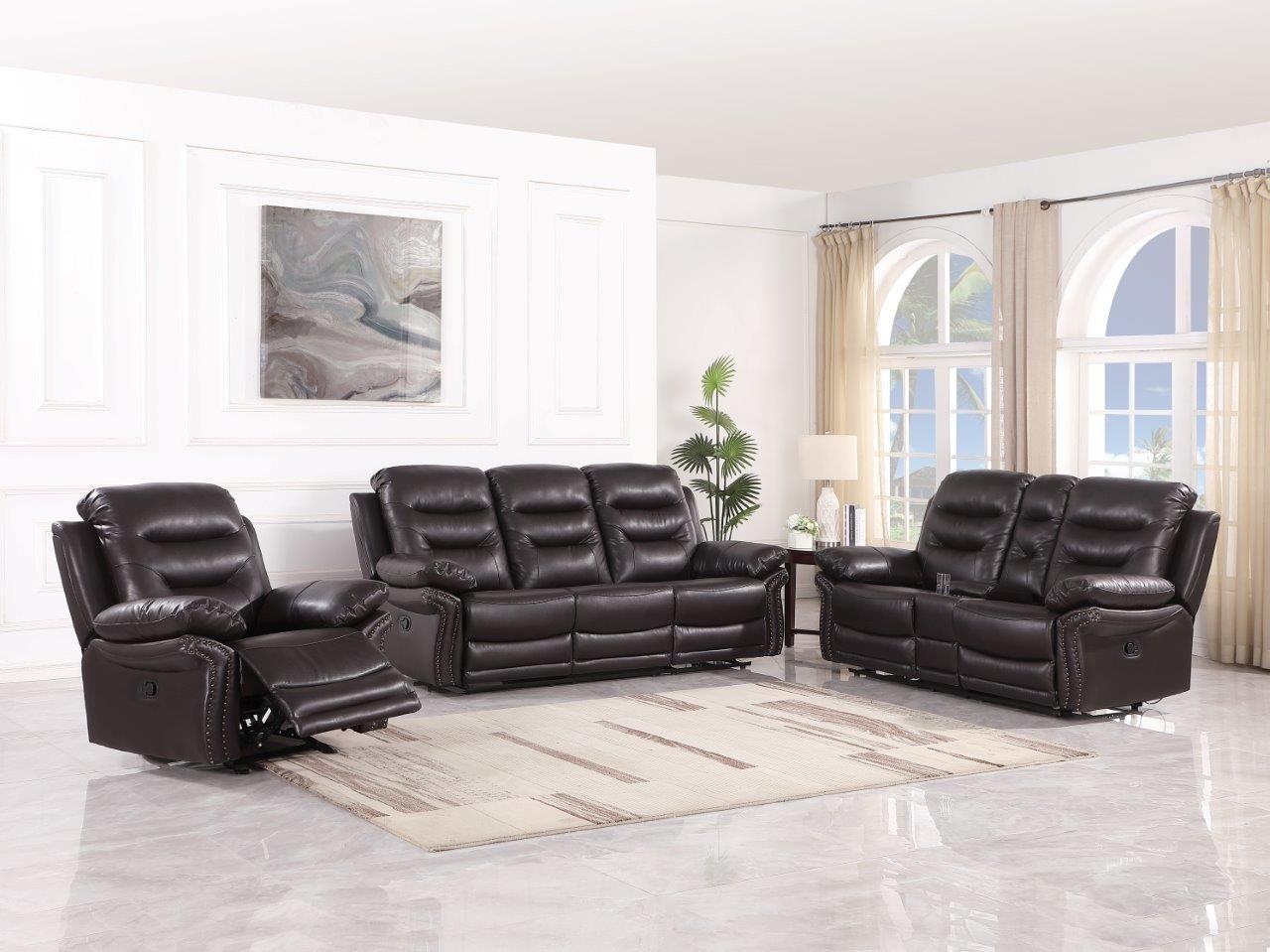 

    
 Shop  Brown Leather Air / Match Recliner Sofa Global United 9392
