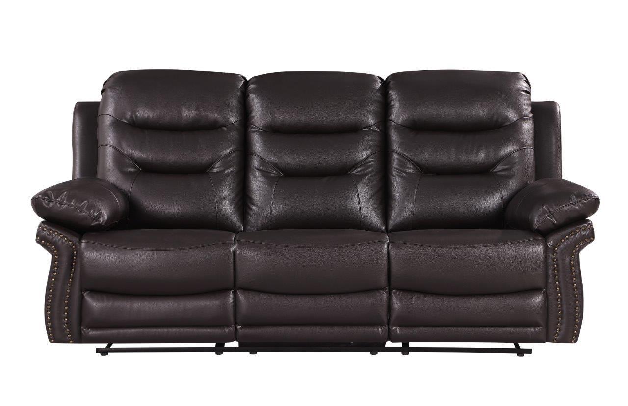 

    
Brown Leather Air / Match Recliner Sofa Global United 9392
