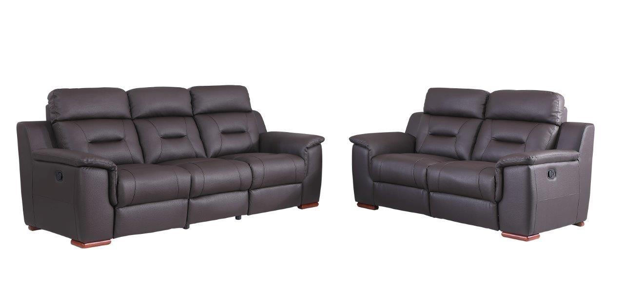

    
Contemporary Brown Leather Gel/Match Recliner Sofa Set 2Pcs Global United 9408
