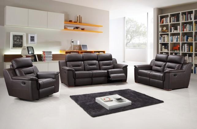

    
Contemporary Brown Leather Gel/Match Recliner Sofa Set 3Pcs Global United 9408

