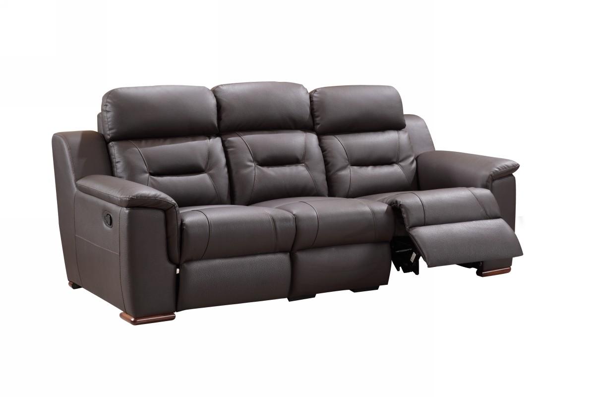 Contemporary Recliner Sofa 9408 9408-BROWN-S in Brown Leather Match