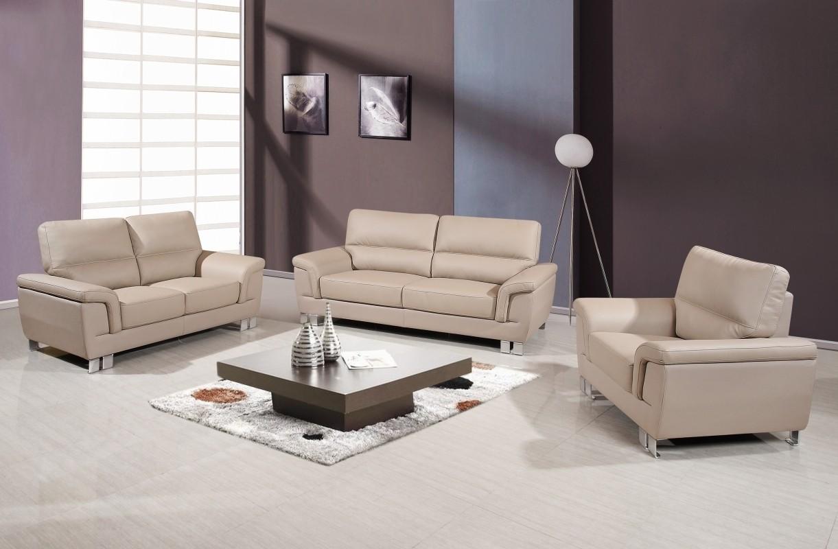 

    
Contemporary Beige Leather Gel / Match Sofa Set 3 Pcs Global United 9412
