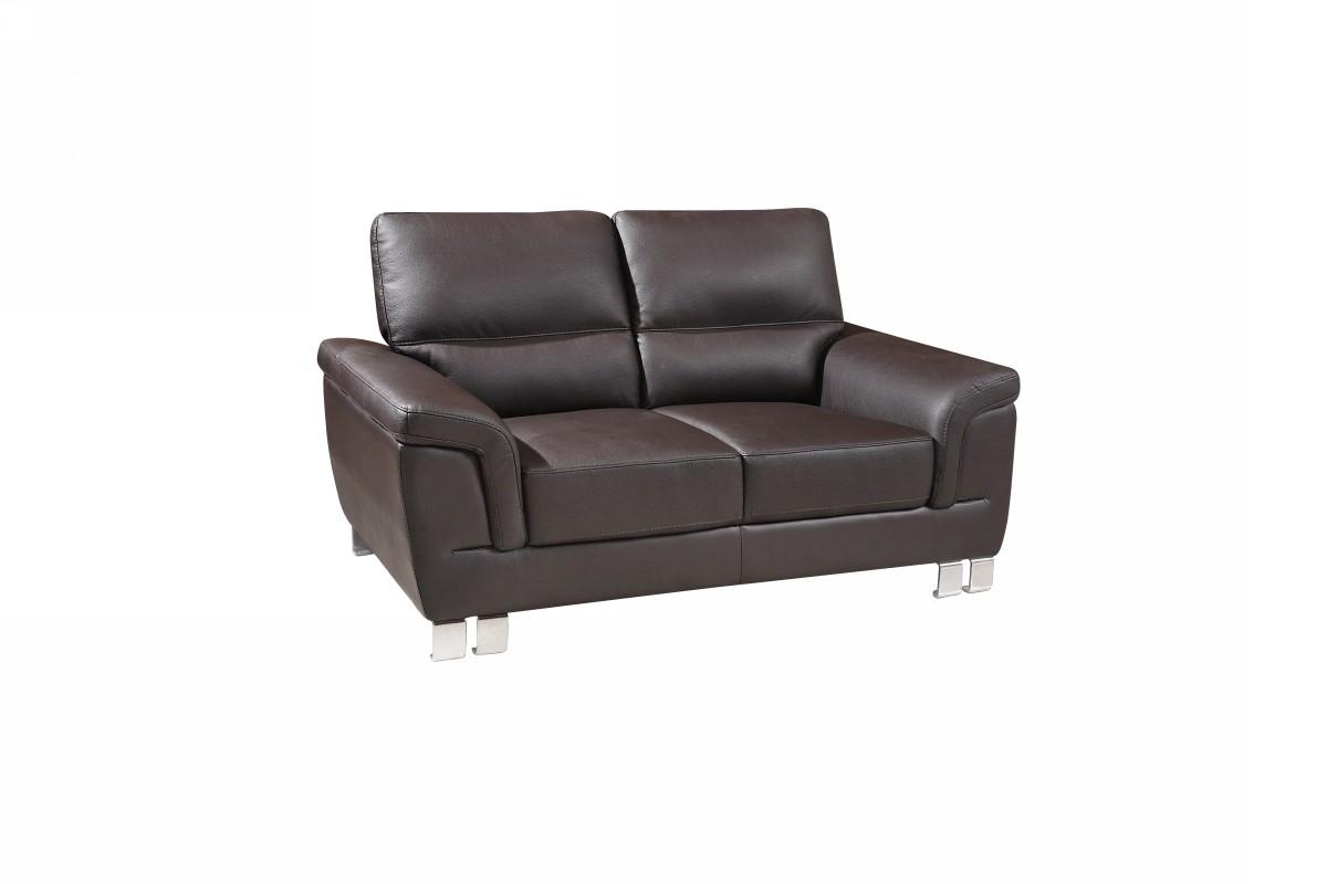 Contemporary Loveseat 9412 9412-BROWN-L in Brown Leather gel match