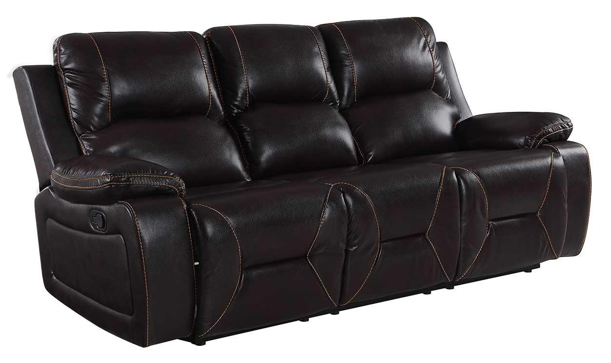 Contemporary Sofa 9422 9422-BROWN-S in Brown Leather Match