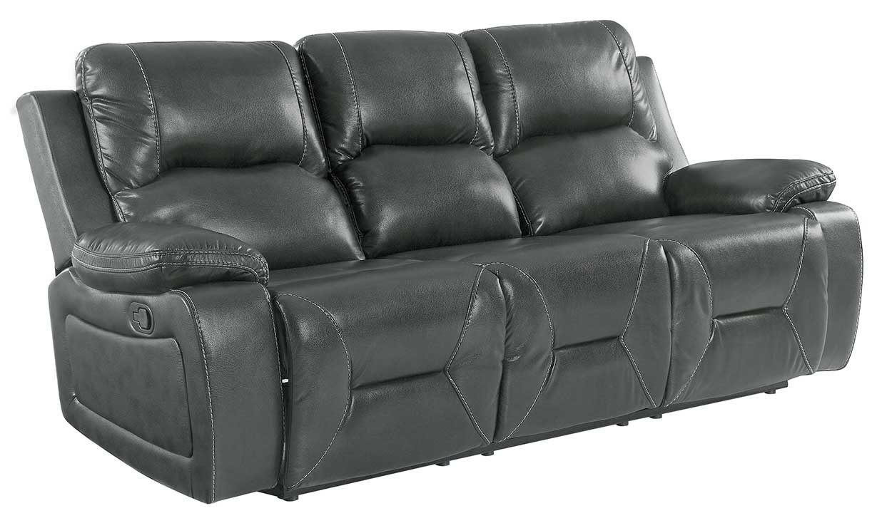 Contemporary Recliner Sofa 9422 9422-GRAY-S in Gray Leather Match