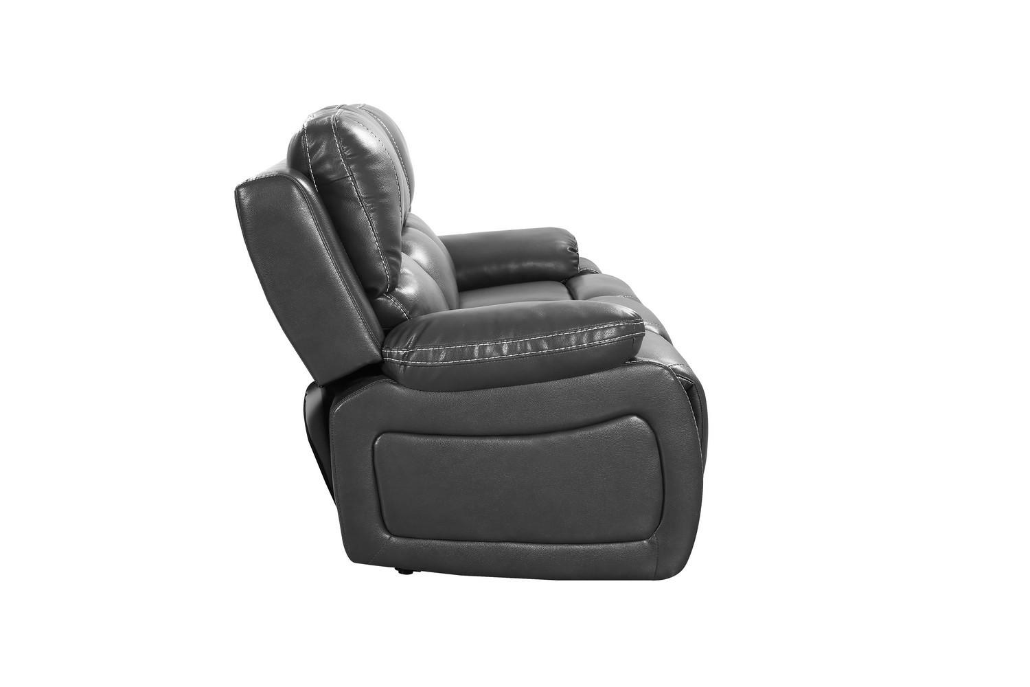 

    
Modern Gray Leather Air / Match Recliner Sofa Global United 9422

