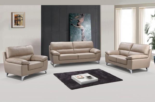 

    
Contemporary Beige Leather Gel Sofa Set 3 Pcs Global United 9436
