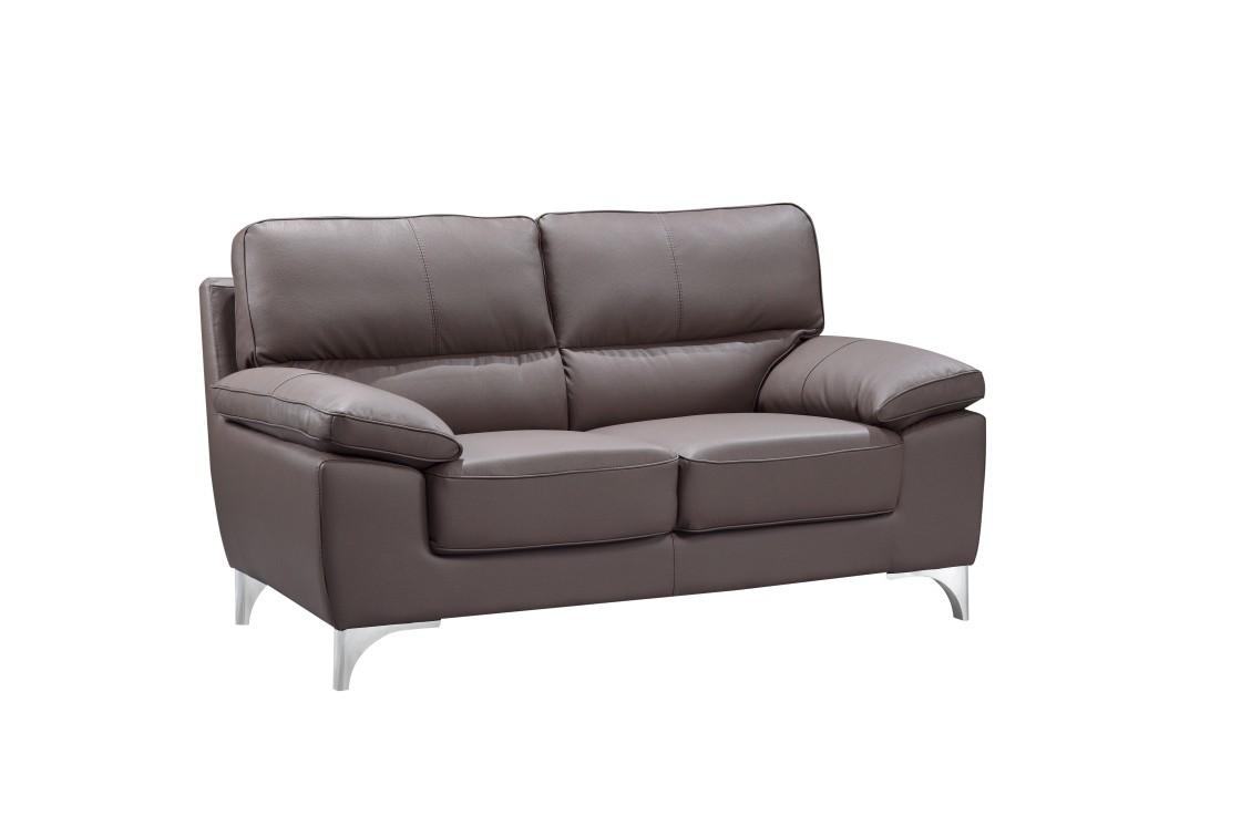 

    
Contemporary Brown Leather Gel Loveseat Global United 9436
