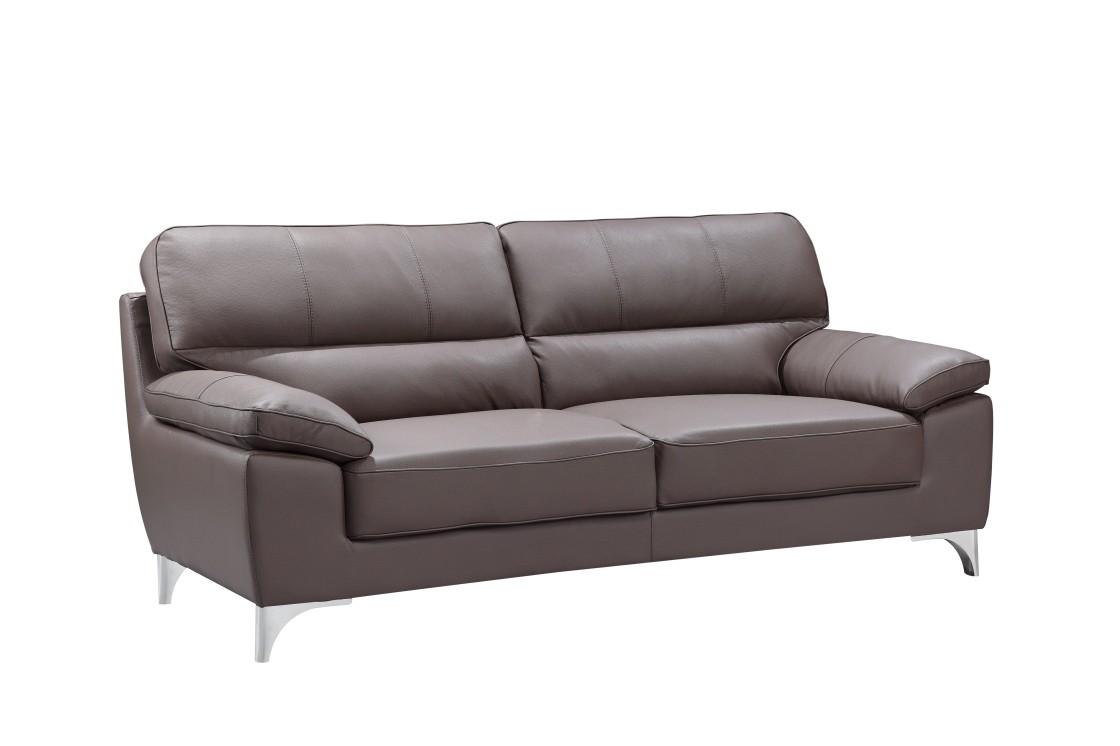 Contemporary Sofa 9436 9436-BROWN-S in Brown Leather gel match