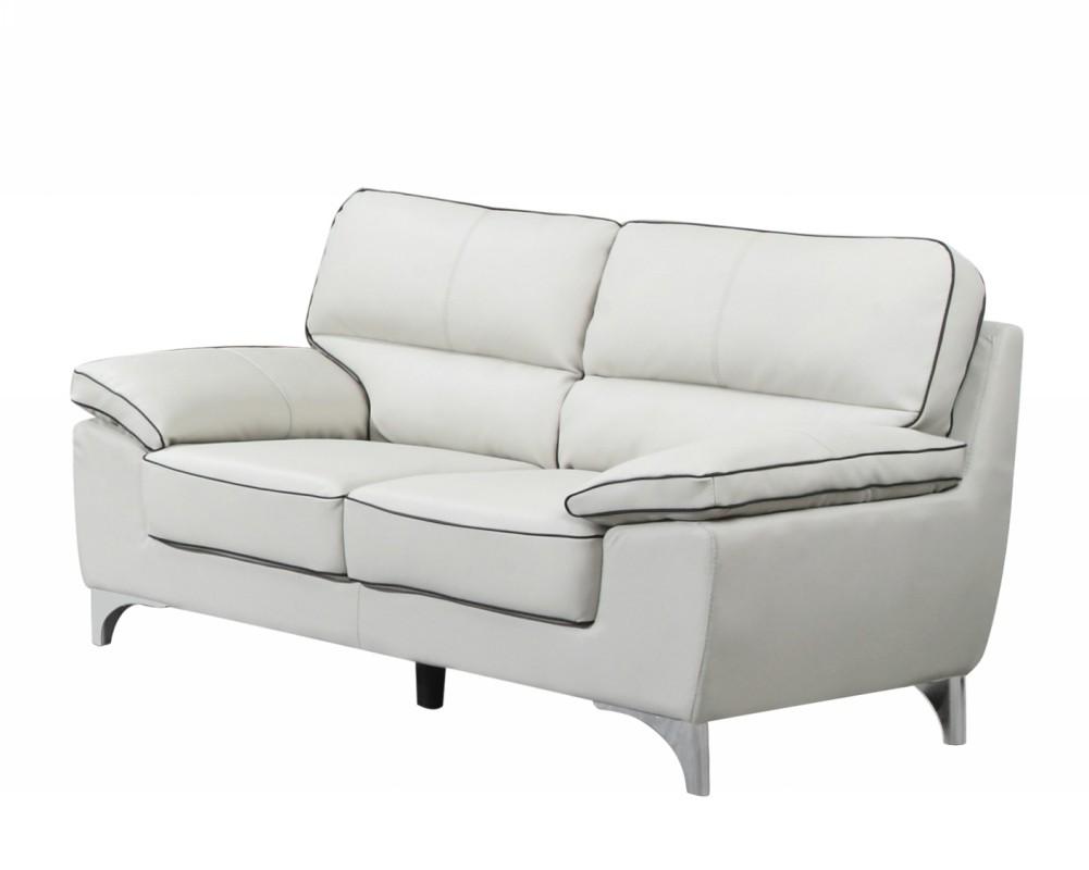 Contemporary Loveseat 9436 9436-LIGHT_GRAY-L in Light Gray Leather gel match