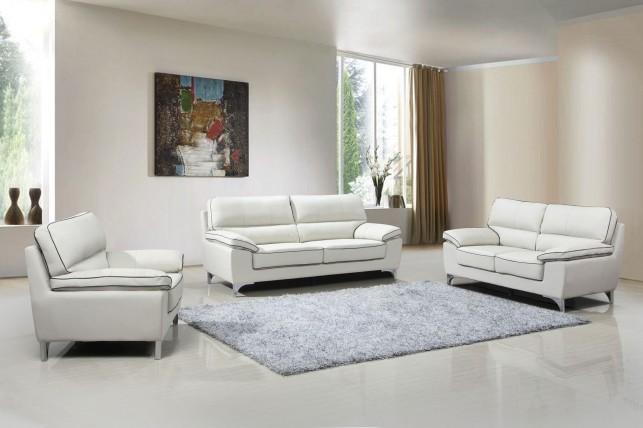 

    
Contemporary Light Gray Leather Gel  Sofa Set 3 Pcs Global United 9436
