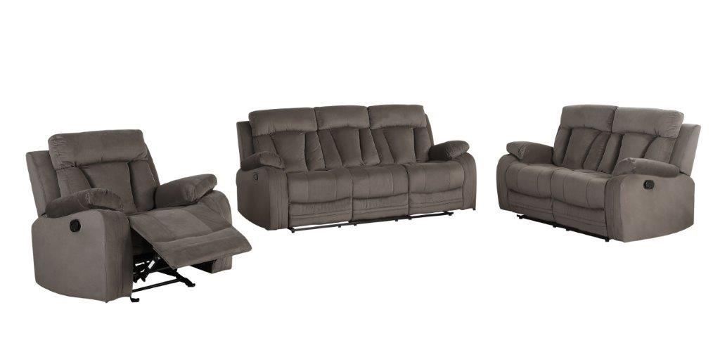 Contemporary Reclining Set 9760 9760-BROWN-3-PC in Brown Microfiber