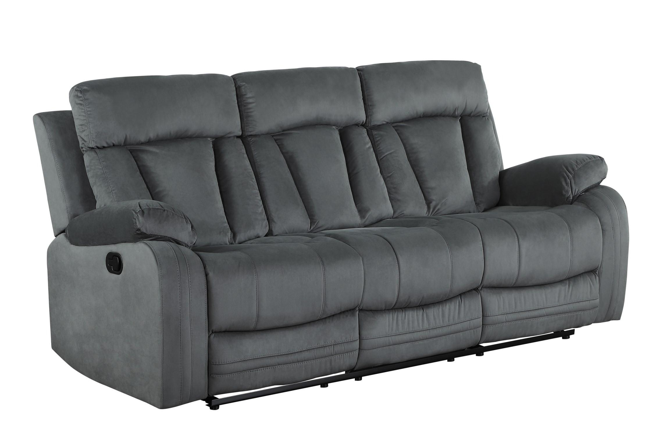 

    
Contemporary Gray Microfiber Recliner Sofa Global United 9760
