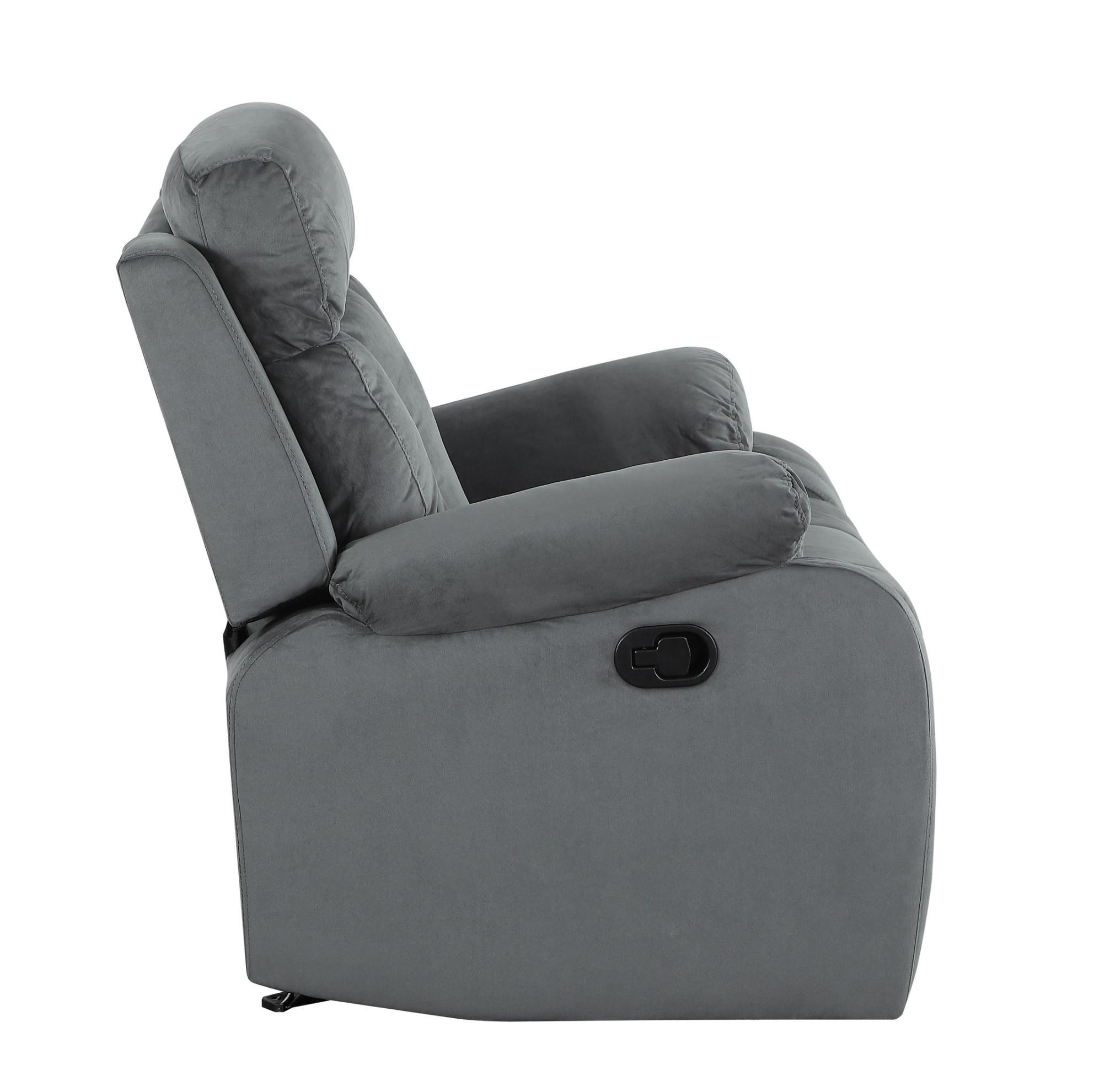 

    
 Shop  Contemporary Gray Microfiber Recliner Sofa Set 3Pcs Global United 9760
