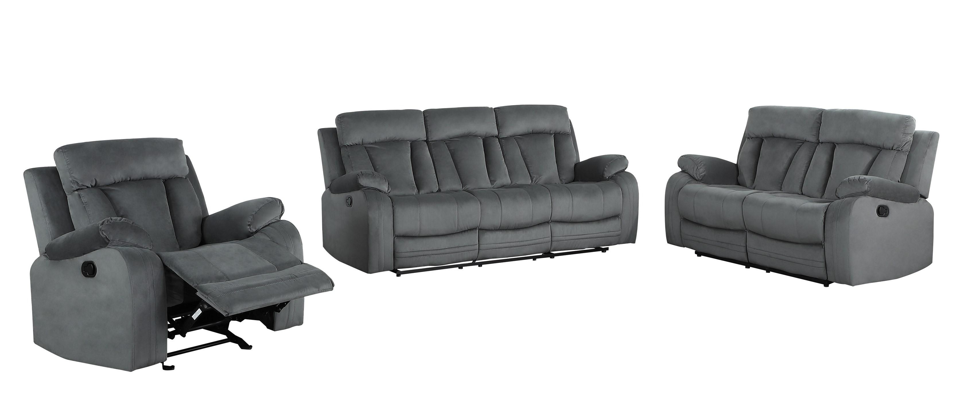 

    
Contemporary Gray Microfiber Recliner Sofa Set 3Pcs Global United 9760
