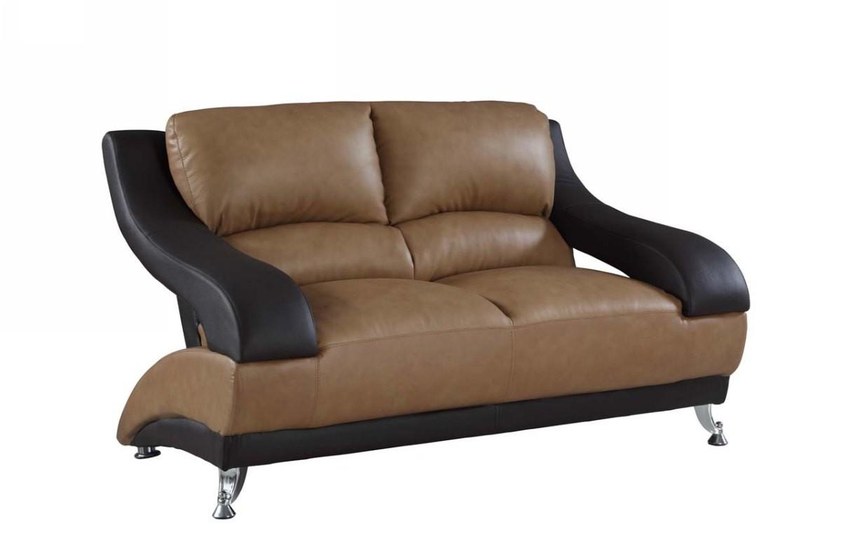 Contemporary Loveseat 982 982-TWO-TONE-L in Two-tone Leather Match
