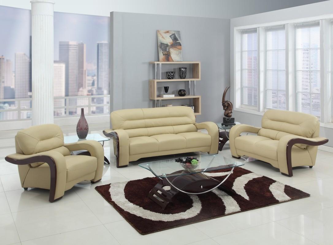 

    
Contemporary Beige Premium Leather Match Sofa Set 3Pcs Global United 992
