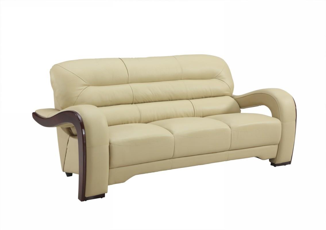 Contemporary Sofa 992 992-BEIGE-S in Beige Leather Match